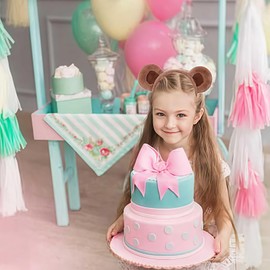 Bear Ears Headband for Women Girls Cute Fluffy Plush Animal Ear Hairband, Halloween Themed Party Dress-Up Costume Accessories