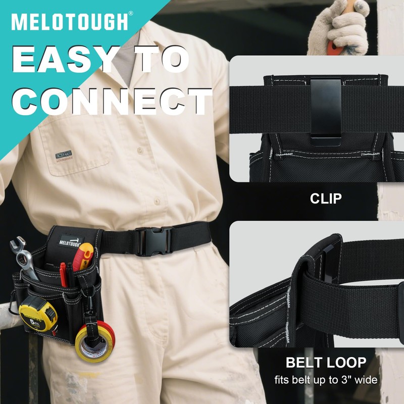 MELOTOUGH Electrician Tool Pouch with Belt Clip, 2 Inch Heavy