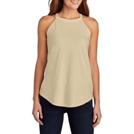 Ladies Perfect Tri Blend Summer Workout or Yoga Rocker Tank Top Desert Tan Heather XL