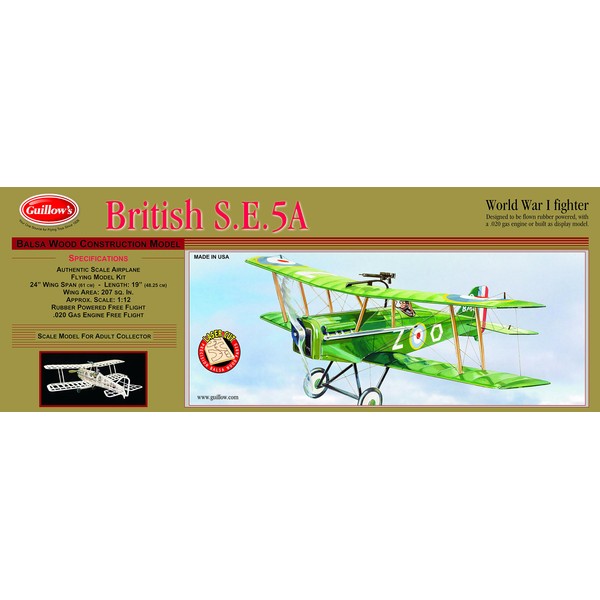 Guillow's British SE 5-A Laser Cut Model Kit, Small