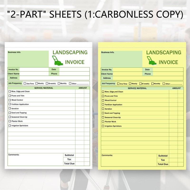 50 Sets Garden Service Invoice Receipt Book, 2-Part Carbonless Landscaping