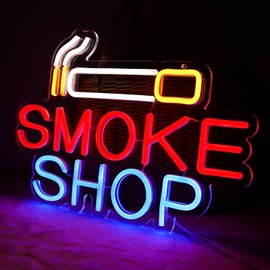 Vinray Smoke Shop Neon Sign for Business Advertising,Smoking Lounge,Man Cave Light,Home Bar or Garage Decor,Vibes Lights for Pub,Party.5V USB.