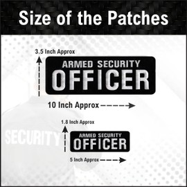 DAMORR Security Patch for Armed Security Officer | Security Badge Hook and Loop for Security Vest | Embroidered Security Patches for Vest Jacket and Shirt (2 Pack) (One Large & One Small)