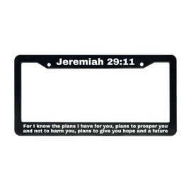 Christian License Plate Frame with Bible Verse Scripture Sayings (Jeremiah 29:11, Pack of 1)