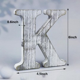 WOODOUNAI 6 Inch Wood Letters Unfinished Rustic Wood Letters for Wall Decor Decorative Standing Letters Slices Sign Board Decoration for Craft Home Party Projects (K)