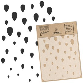 NAKLEO Painting Stencil for Crafts A4 21 x 30 cm, Drop Rain Tear Pattern, Reusable Plastic DIY & Scrapbooking Drawing Stencil, Decoupage Art Template, Wall Fabric Furniture Wood