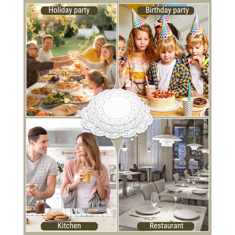150 PCS Paper Doilies,Assorted Sizes White Lace Paper Doilies,Placemats for