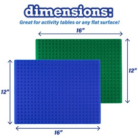 SCS Direct Brick Building Blocks Silicone Playmat - 16" Blue/Green Set Rollable & Portable Two Sided playmat for Activity Tables - Compatible with and Tight fit with All Major Building Blocks Brands