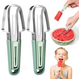 Mity rain Watermelon Cutter Slicer Tool - 3 In 1 Stainless Steel Fruit Cutter with Slicer and Fork, Multifunctional Watermelon Cutter for Mango, Apple, Pear, Dragon Fruit on Parties or Camping Trips