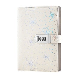 Lockable A5 Size PU Leather Diary Book New Fashion Diary Book Size 145x210mm (Pen is Shooting Props, not Included) TPN107 (White)