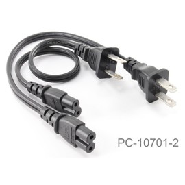 CablesOnline 2-Pack 1ft 2-Prong Figure-8 Replacement Non-Polarized Power Cord Cable