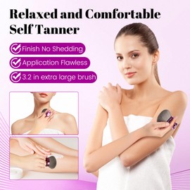 Extra Large Body Makeup Brush For Self Tanner,Makeup Brush For Self Tanner Face Leg,Self Tan Back Applicator,3.2in Sphere Kabuki Brush For Bronzers Blend Self Tanning with Drawstring Bag Purple Vegan