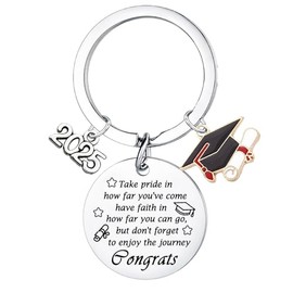 Yrerndre 2025 Graduation Keyring Gift Class of 2025 Gifts for College High School Graduation Gifts for Senior 2025 Gift 2025 Graduations Decorations School Leavers Present Graduations Jewellery