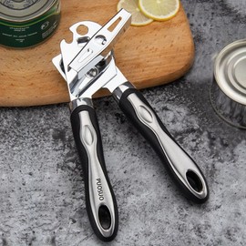 PUOSUO Manual Tin Opener, Can Opener with Stainless Steel Heavy Duty, Oversized Rotary Knob, Safe Cut with Non-Slip Handle