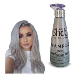 Shampoo matizador plata kolor shot para cabello blanco gris beige elimina vizo amarillo verde y naranja