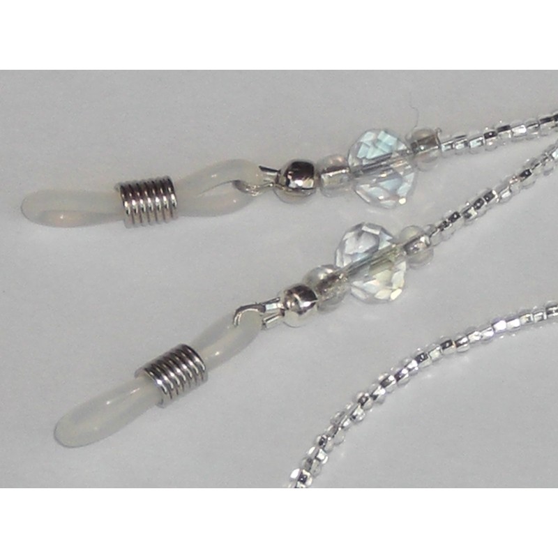 Eyeglass Chain Clear Crystal Faceted Cut Glass 28 inches