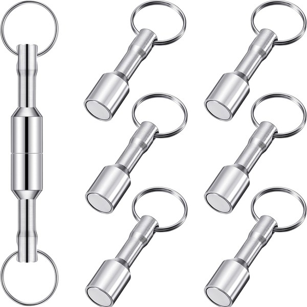 Hotop 6 Pieces Metal Magnetic Key Ring Magnetic Key Ring
