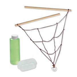 SES Creative 02322 - Spiderweb mega bubbles, super strong bubbles, bubble tool made of wood, fun activity for children