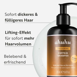 ahuhu Thickening Caffeine Shampoo Power Formula (500 ml) | Caffeine for fuller looking hair, hair growth with activating care, against hair loss for more volume