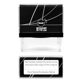 We Hereby Certify a True and Accurate Copy Legal Stamp with Your Business Name - 58mm x 22mm - Black Ink