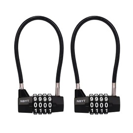 Cuerda de cable de acero de 4 dígitos con candado de combinación de 4 dígitos, manija de puerta de gabinete, 3/16 pulgadas de diámetro, 7 pulgadas de longitud, adecuada para bloqueo