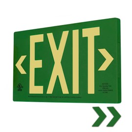 LFI Lights | Photoluminescent Exit Sign | Green Thermoplastic Housing | 50' Viewing Distance | Wall, Ceiling, or Side Mount | Single Sided | Optional Knockout Arrows | UL Listed | PA3-G-50-S