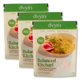 Divya's Balanced Kitchari One Pot Ayurvedic Meal with Organic Basmati Rice, Yellow Mung Dal, Red Lentils & Indian Spices - Vegan, Gluten-Free, Non-GMO Kitchari Spice Mix Organic Single Serving 3 Pack