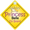 Princess Belle On Board Girl Car Sign Child/Baby Gift/Present 002