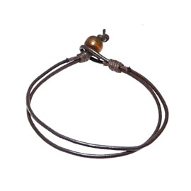 benerini Dark Brown Leather Cord Bracelet/Leather Wristband/Surf Wristband Bracelet - (Max Wrist Size Approx. 20cm) - 187