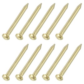sourcing map 50Pcs Small Hardware Nails, 2D x 1" Brass Round Head Nail Common Finishing Nail for Household Woodworking Picture Hanging DIY Projects, Gold