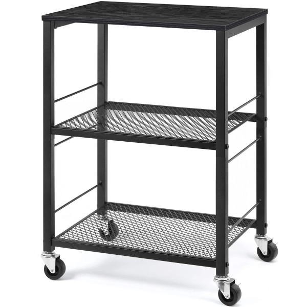LIANTRAL 3 Tier Rolling Cart, Black Kitchen Carts on Wheels