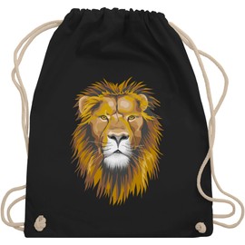 Shirtracer - Gym Bag Backpack - Jungle Decorative Wilderness - Lion, 01 black