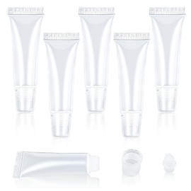 5Pcs Empty Lip Gloss Tubes, Clear Lip Balm Containers Soft Squeezable Travel Toothpaste Containers Mini Refillable Cosmetic Bottles for DIY Lip Gloss Makeup Travel Toiletries