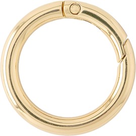 Slip-On Carabiner Ring, Round, M, Gold, HAK-3501, Round, Diameter 1.4 inches (35 mm), Key Chain Key Ring