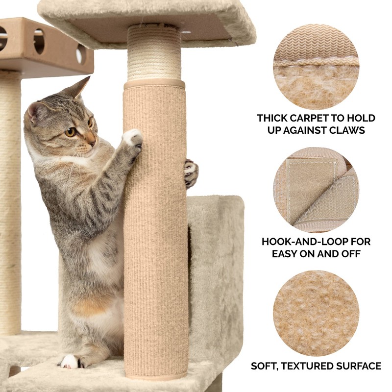Furhaven Wrap Around Scratching Post Cover for Indoor Cats, Fits