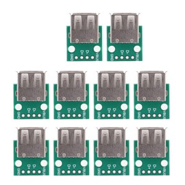 Hilitand 10 Pcs USB Female Breakout Board, 2.54mm Pitch Type A Female Socket, USB Socket Breakout Board, PCB Converter Module