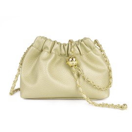 Joryin Trendy Dumpling Women's Crossbody Bag - Evening Clutch Hobo Cloud Purse, Vegan Leather-muted Gold