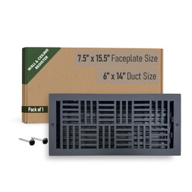 Empire Register Co, Ceiling & Wall Vent Cover - 6x14 inch, Art Nouveau Design, White Finish, Metal Damper Attached, Measure Wall Hole Dimensions (not for Floor use)