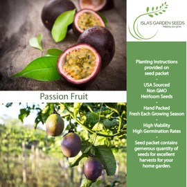 Passion Fruit Seeds (Passiflora edulis) – 50+ Non-GMO Seeds by Isla’s Garden Seeds, Fast-Growing Vining Plant, Sweet & Exotic Fruits, Perfect for Trellises, Containers & Tropical Gardens