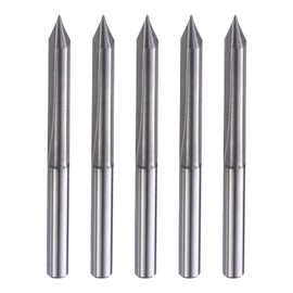 HARFINGTON 5pcs CNC V Bit 45 Degree 1/8" Shank 0.1mm Tip Engraving V Bits Carbide Chamfer End Mill with 2 Straight Flutes CNC Wood Carving Bit Tool for Wood Plywood Acrylic MDF Lettering
