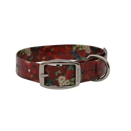 DutchDog Amsterdam Waterproof Dog Collar Van Gogh Red Poppies 13-19", Red/Yellow