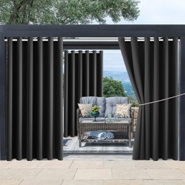 DIVA EN CAMINO DEC Outdoor Patio Curtain Waterproof Darkening Thermal Insulated Indoor Curtains for Bedroom, Porch, Living Room, Pergola, Cabana, W84 x L95, Dark Gray, Set of 2 Panels