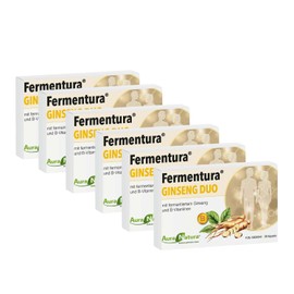 Aura Natura Set of 6 Fermentura Ginseng Duo Capsules - Fermented Ginseng Extract - With 3 Different Ginseng Varieties - Contains Vitamin B2, B6, B12 - 180 Capsules