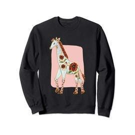 Albino Giraffe Rare Floral Red Poppy Punk Style for Women Sweatshirt