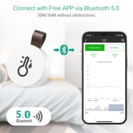 ORIA Wireless Thermometer Hygrometer, Smart Bluetooth Humidity Temperature Sensor, Mini Indoor Outdoor Temperature Monitor with Data Storage and Export, Smart App Alert, 3 Pack