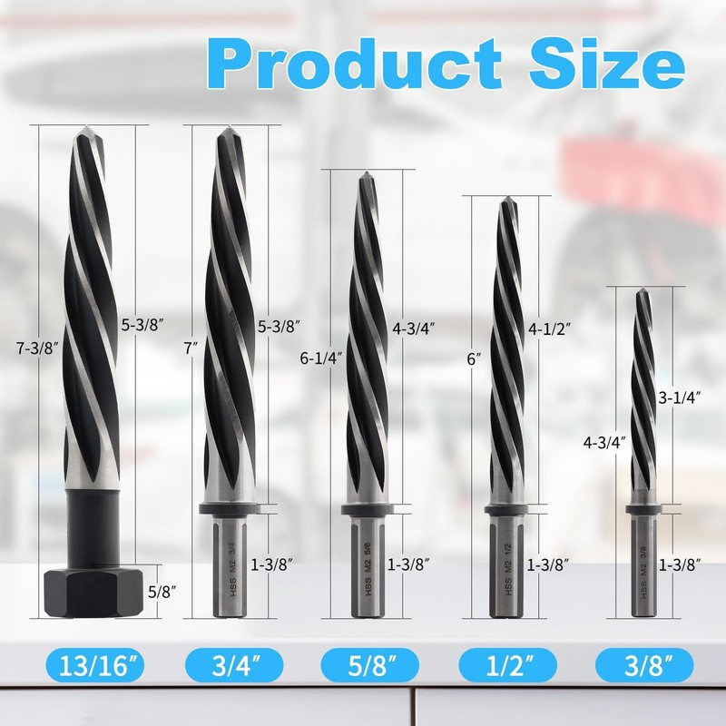 Rocaris 5 Pcs M2 HSS Taper Chucking Reamer Drill Bit,
