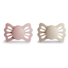 FRIGG Lucky Symmetrical SilkySoft Silicone Baby Pacifier | Made in Denmark | BPA-Free (Cream/Blush, 6-18 Months)