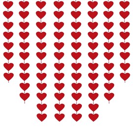Valentines Decorations,72Pcs Red Felt Hanging Hearts Garland, Red Hearts Valentines Hanging Decoration No DIY for Valentine's Day Decorations Engagement Wedding Anniversary Birthday Party