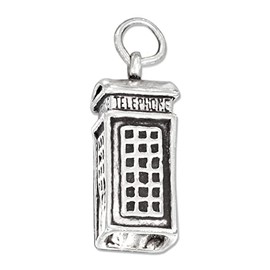 Absolutely Charming British Telephone Box Phone Booth London 3D 925 Sterling Silver Charm Pendant Bracelet Jewelry Making Supply