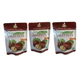 Hidden Mere Farm Organic Chestnuts Roasted Whole Shelled 3 Pack